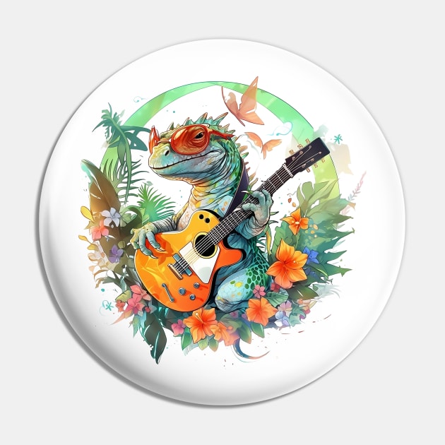 Scales and Strings: Tropical Lizard's Groovy Gig Pin by Iron Creek