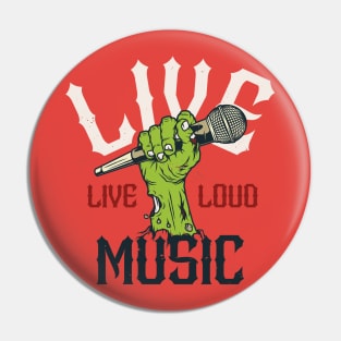 Live Music Zombie Hand // Support Live Music // Music Lover Pin