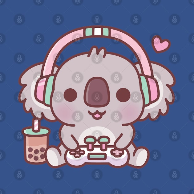 Cute Koala Bear Gamer With Headphones And Game Console by rustydoodle