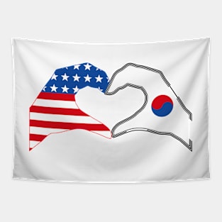 We Heart USA & Korea Patriot Flag Series Tapestry