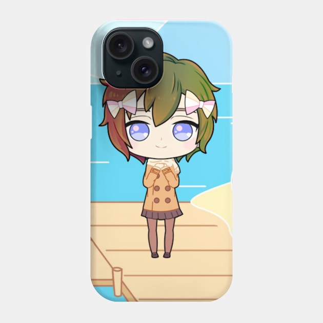 Kawaii Brown Girl at the beach Phone Case by Alemway