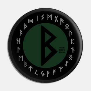 Green Berkana Futhark Rune Symbol Pin