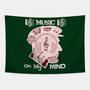 Music on my mind T Shirt for Music Lover Tapestry