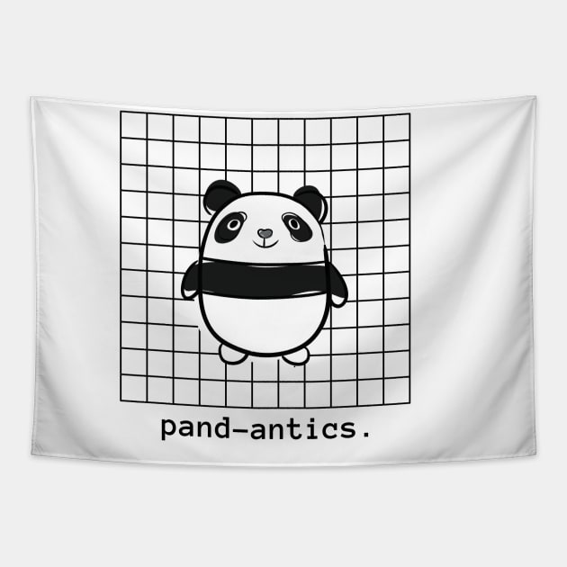 'Pand-antics' Kawaii Cute Funny Panda Doodle Design Tapestry by sticksnshiz