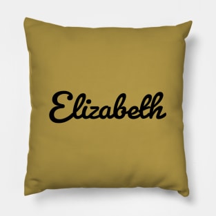 Elizabeth Cursive Script Typography Black Text Pillow