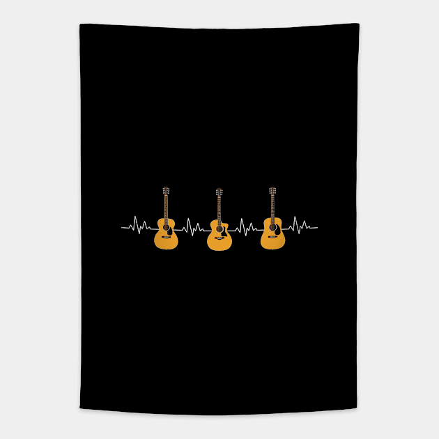 Heartbeat Natural Acoustic Guitars Tapestry by nightsworthy