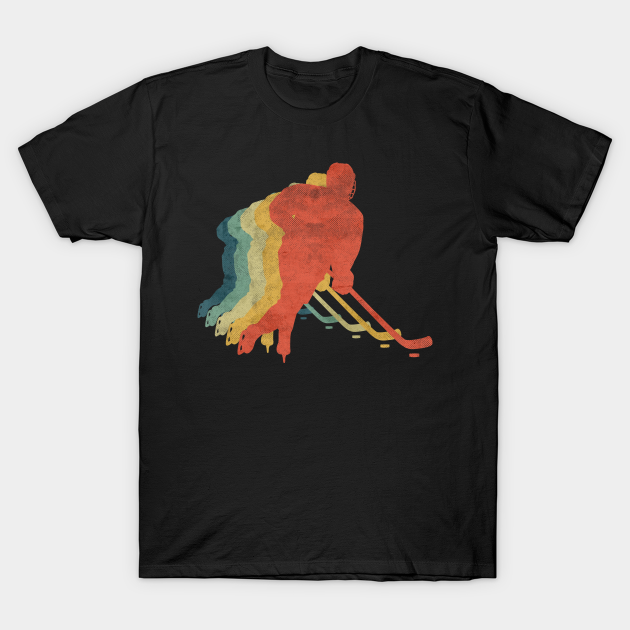 Ice Hockey Player Skating Retro Vintage Color - Ice - T-Shirt