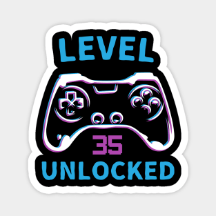 Level 35 Unlocked Retro Vintage Controller Magnet