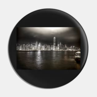 Hong Kong City And Victoria Harbour At Night Pin