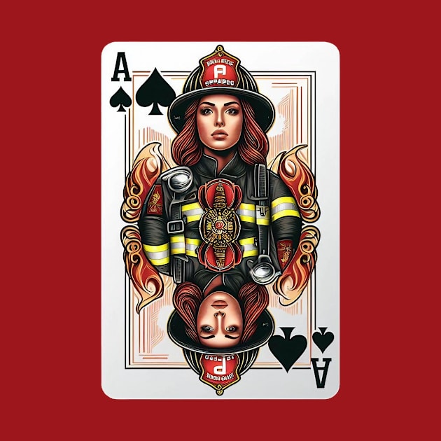 Female Firefighter Playing Card Ace Of Spades by Dmytro