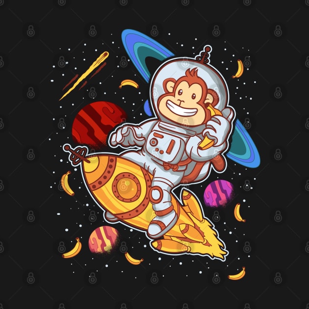 Monkey Astronaut Rocket Ride Space by E