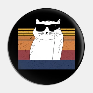 Cool Cat Retro Wearing Black Sunglasses Pin