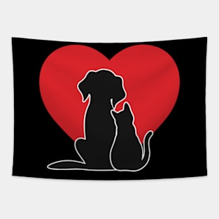 cat and dog inlove -cat lover -dog lover Tapestry