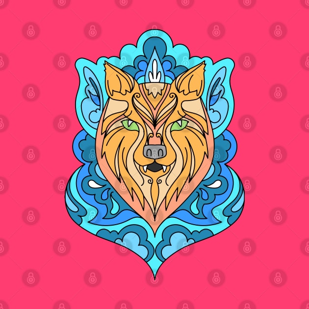 Wolf Mandala Spirit Animal by Mey Designs