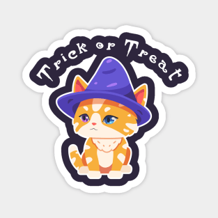 cute chibi witch cat for halloween Magnet