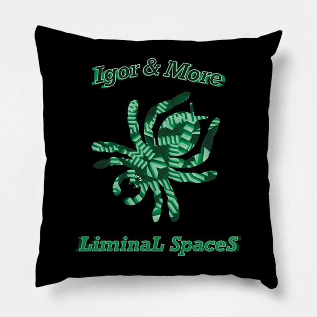 Igor & More Tarantula Liminal Stairs Green Pillow by IgorAndMore