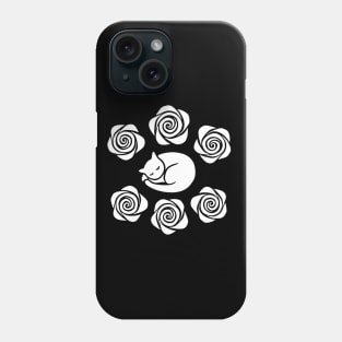 Sleeping Cat and Roses Phone Case