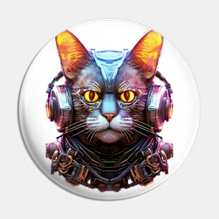 Code Catcher - The Cyberpunk Cyborg Cat Pin