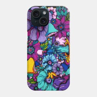 Psychedelic Garden - Flowers and Mushrooms Phone Case