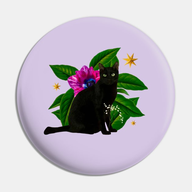 Floral Black Cat Pin by gisselbatres