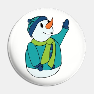 Snowman waving Pin