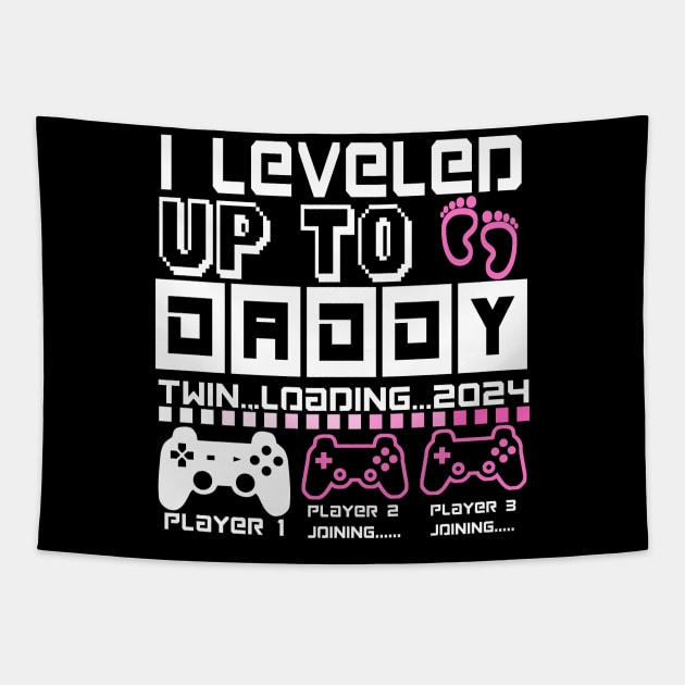 I Leveled Up To Daddy. Twin Loading 2024. Soon To Be Dad. Twin baby girls Tapestry by ShopiLike