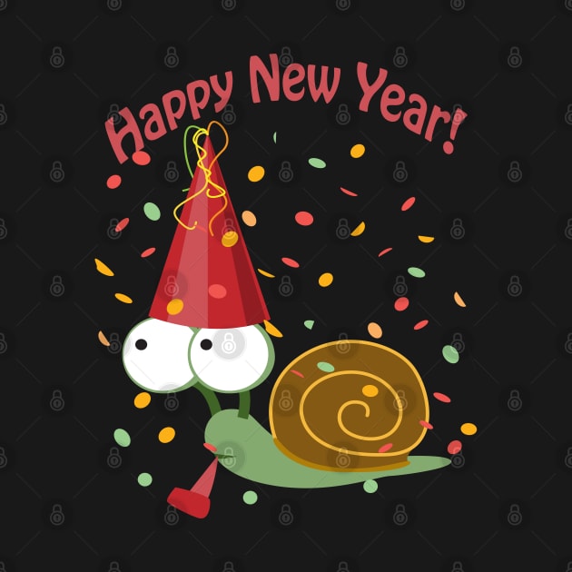 Funny Happy New Year Snail by Hedgie Designs