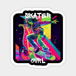 Skater Girl - cool girl skates on the street 2 Magnet