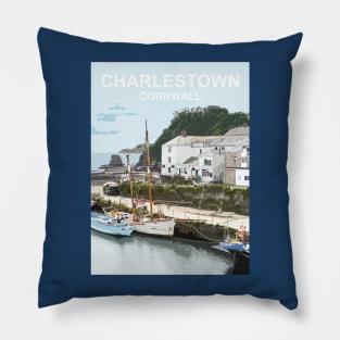 Cornwall Charlestown.  Cornish gift Kernow Travel location poster, St Austell Pillow