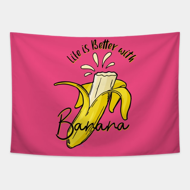 life is better with banana Tapestry by Mako Design 