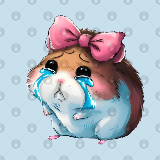 Sad Hamster wearing pink Bow-Coquette by ARTSYVIBES111