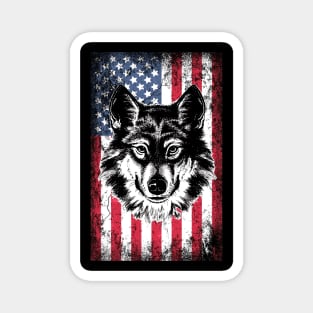 Patriotic Siberian Husky American Flag Magnet