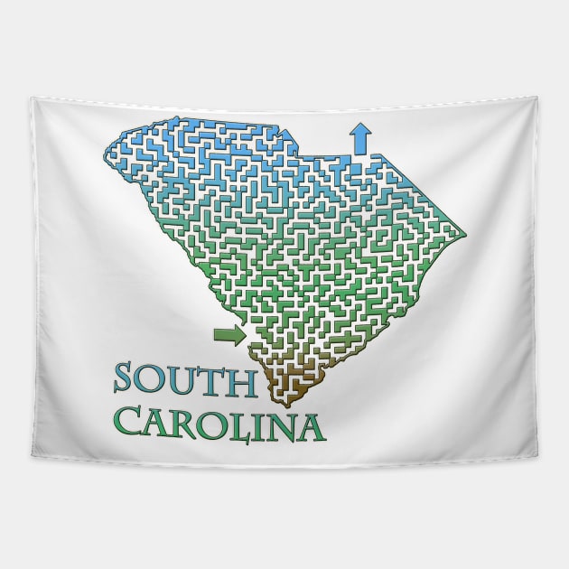 State of South Carolina Colorful Maze Tapestry by gorff