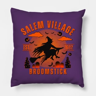 Salem Witch Village Classic Spooky Halloween Theme Pillow