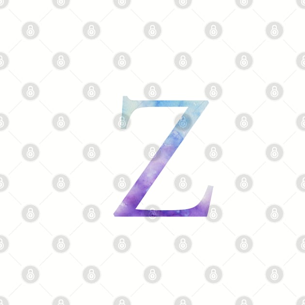 Zeta Blue Watercolor Letter by AdventureFinder