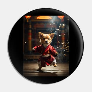 Cute Red Kung Fu Puppy Pin