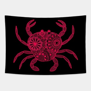 Mandala Crab (red and black inverted) Tapestry