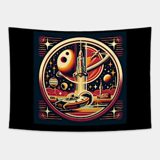 Cosmic Launch Vintage Space Tee Tapestry