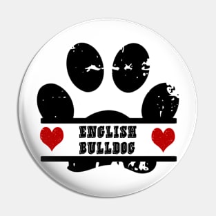 English Bulldog paw print Pin