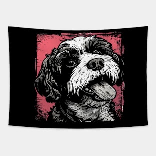 Retro Art Shih Tzu Dog Lover Tapestry