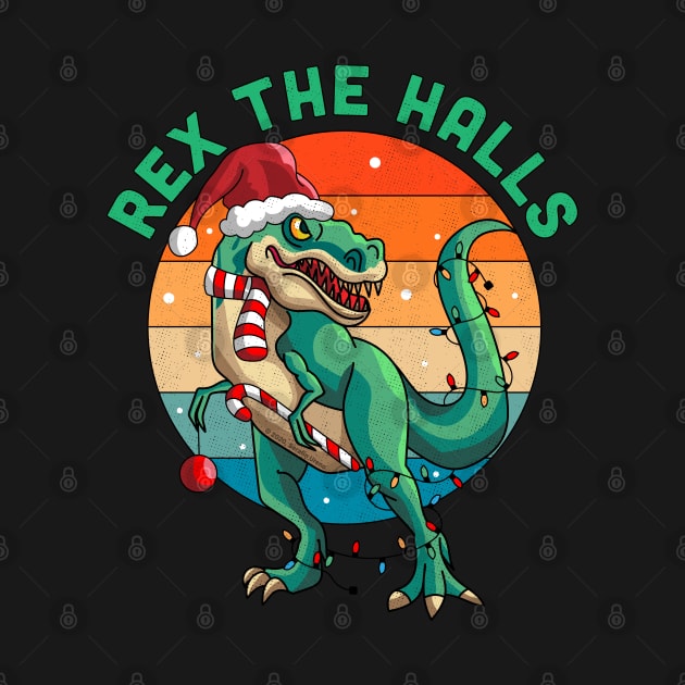 Rex The Halls Christmas Dinosaur T-Rex Xmas by OrangeMonkeyArt