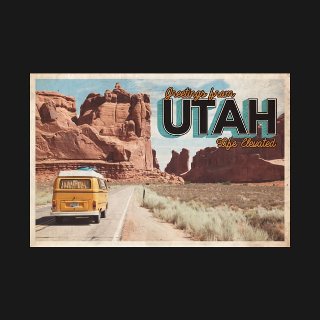 Greetings from Utah - Vintage Travel Postcard Design by fromthereco