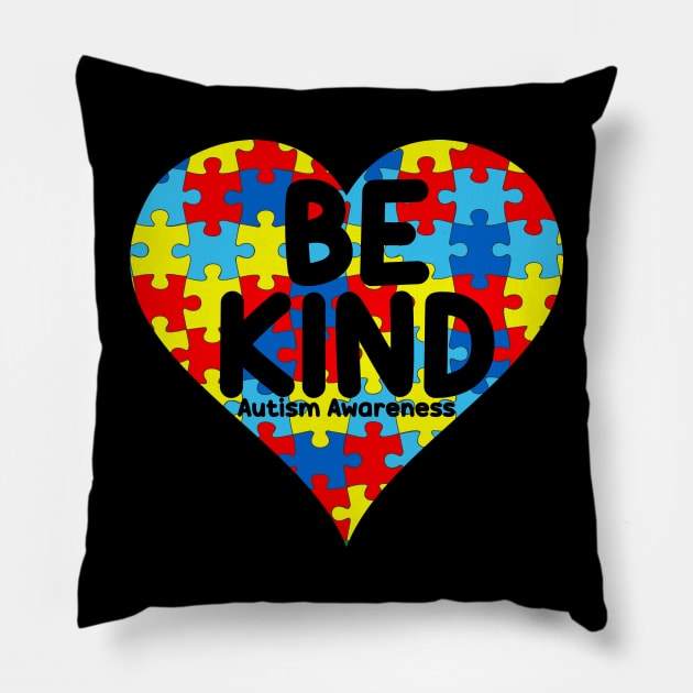 Autism Be Kind Women Men Kids Be Kind Autism Awareness Pillow by sarabuild