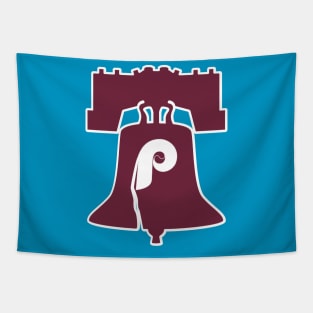 Philadelphia Baseball Retro Liberty Bell Red October Powder Blue Tapestry