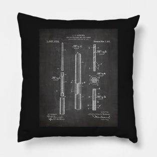 Pool Cue Patent - 9 Ball Art - Black Chalkboard Pillow