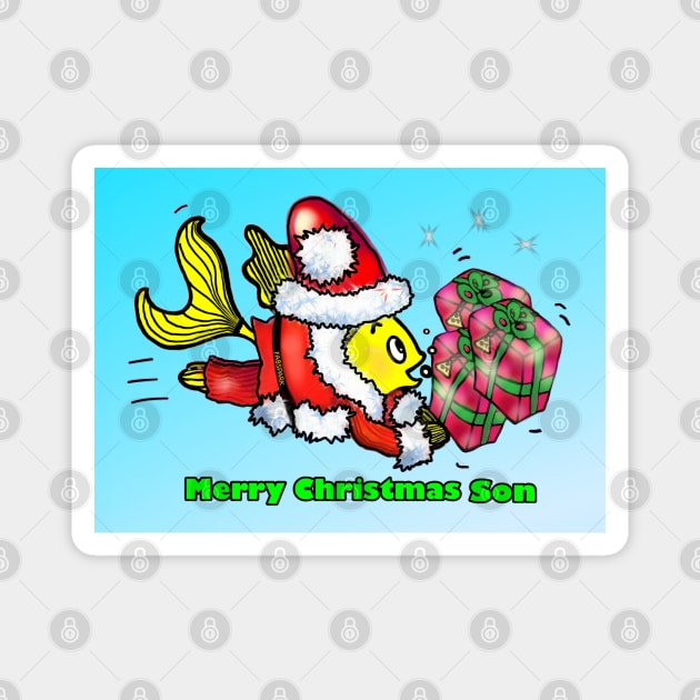 SantaFish- Merry Christmas Son Magnet by FabSpark