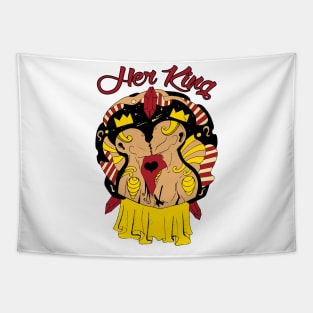 Red Gold Lovers Kiss - Her King Tapestry