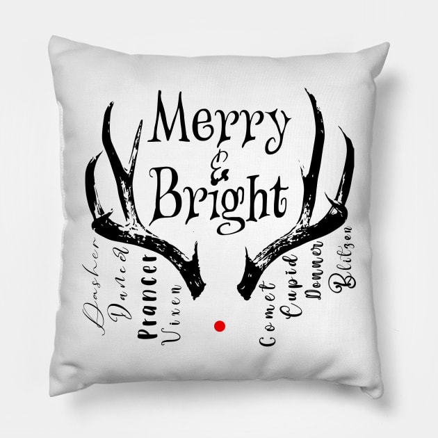 Merry Reindeer Pillow by Wizardbird