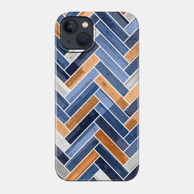 Herringbone Pattern in Navy Blue and Orange - Herringbone Pattern In Navy Blue And Or - Phone Case