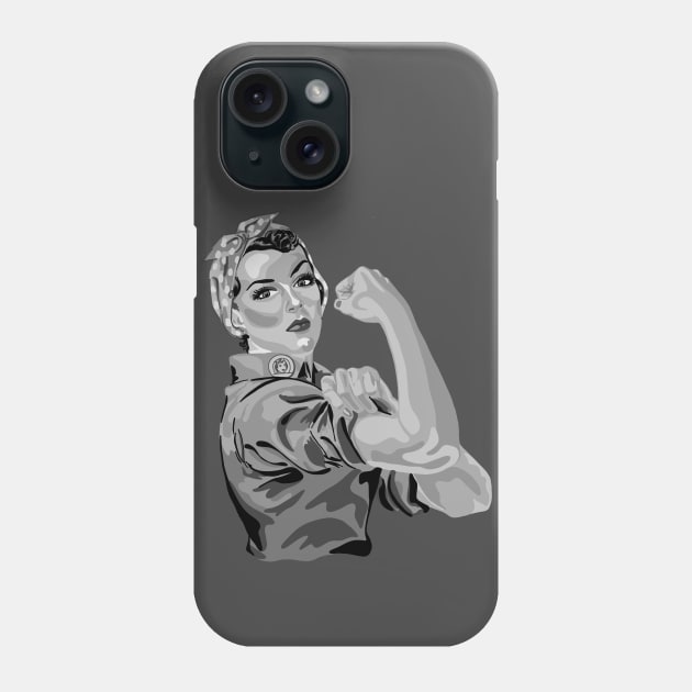 Rosie The Riveter in Shades of Gray Phone Case by Slightly Unhinged